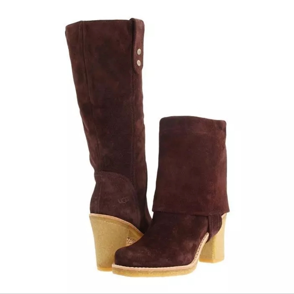 UGG Josie Fold Over Suede Leather Boots Size 8.5